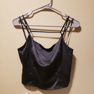 UO Black Satin Cropped Cami NWT | S